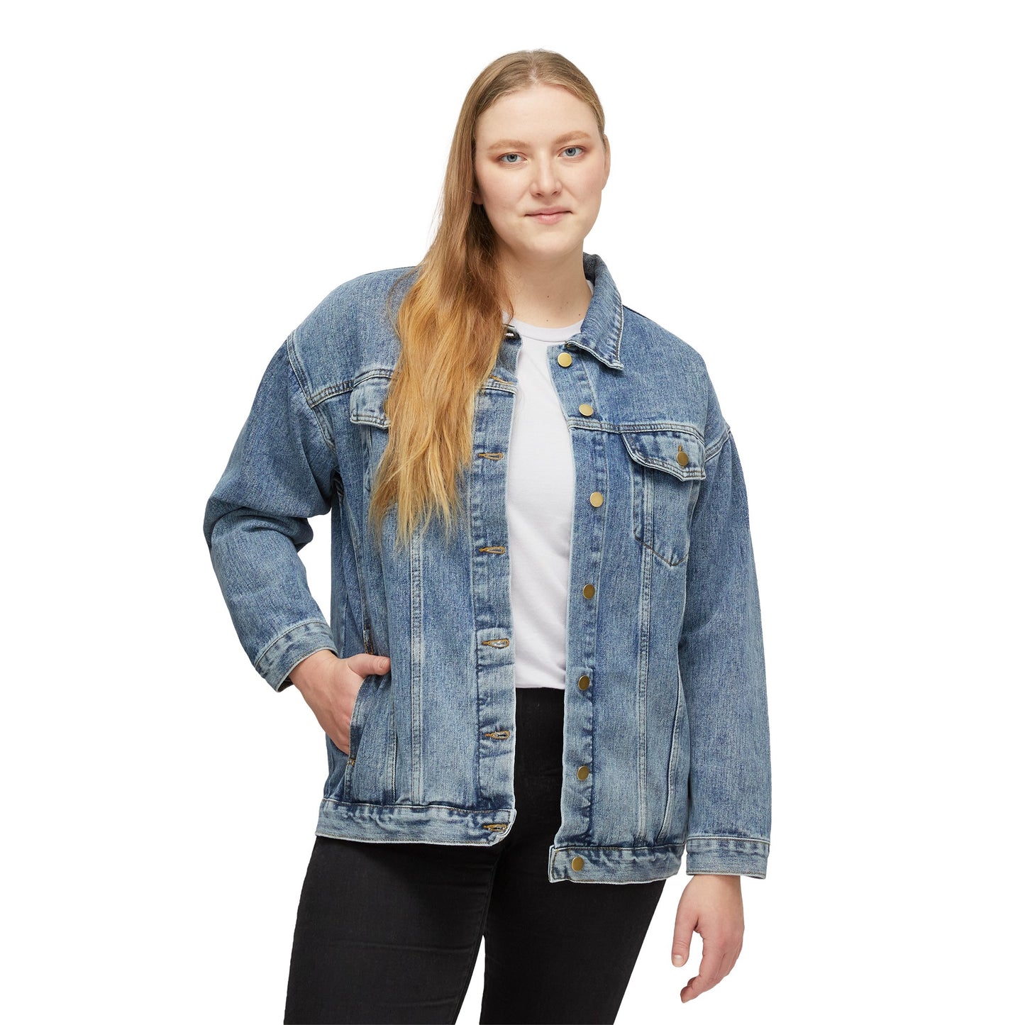 Peruvian Women's Denim Jacket "Peru Heart Flag"