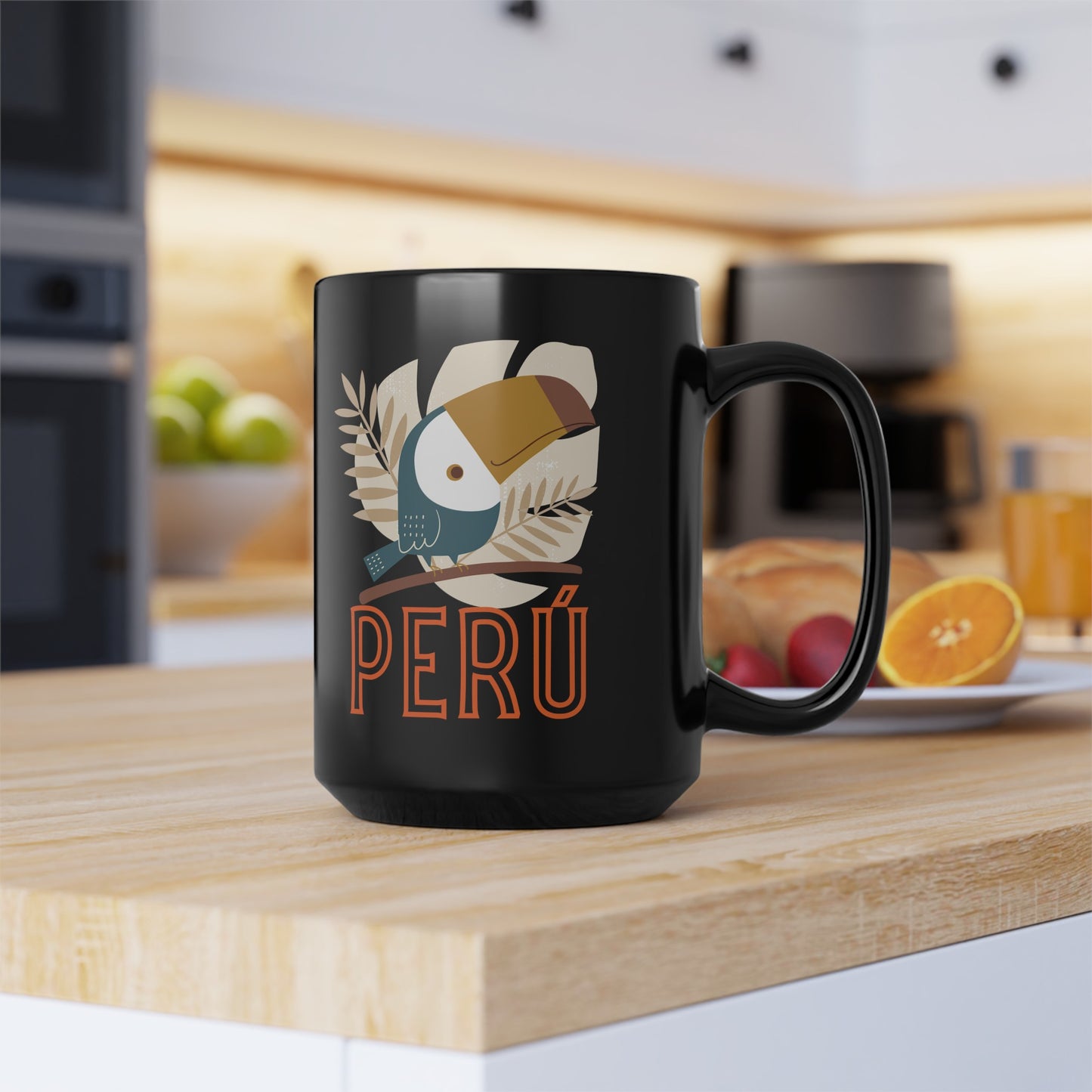 Best Peruvian Coffee Black Mug (11oz, 15oz) "Peru Rainforest"