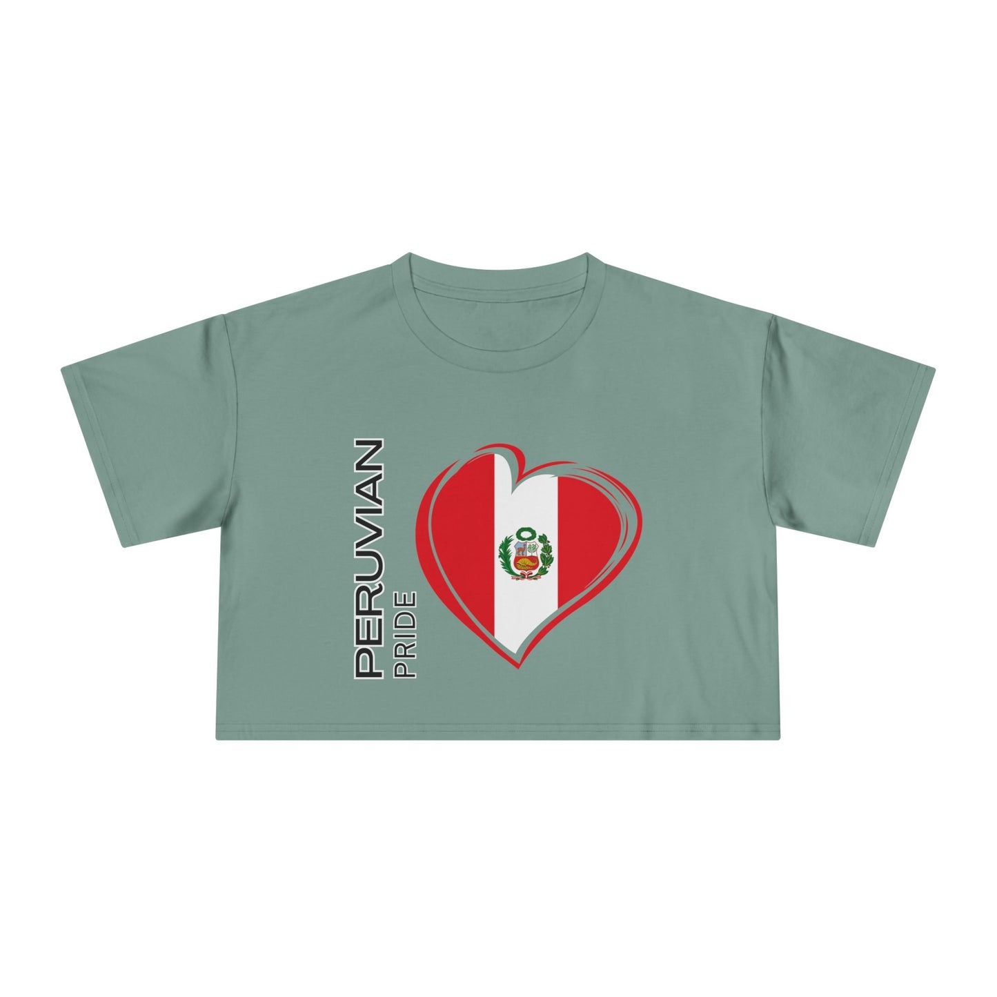 Best Peruvian Pride Crop Top | Peru Flag Heart | Gift USA
