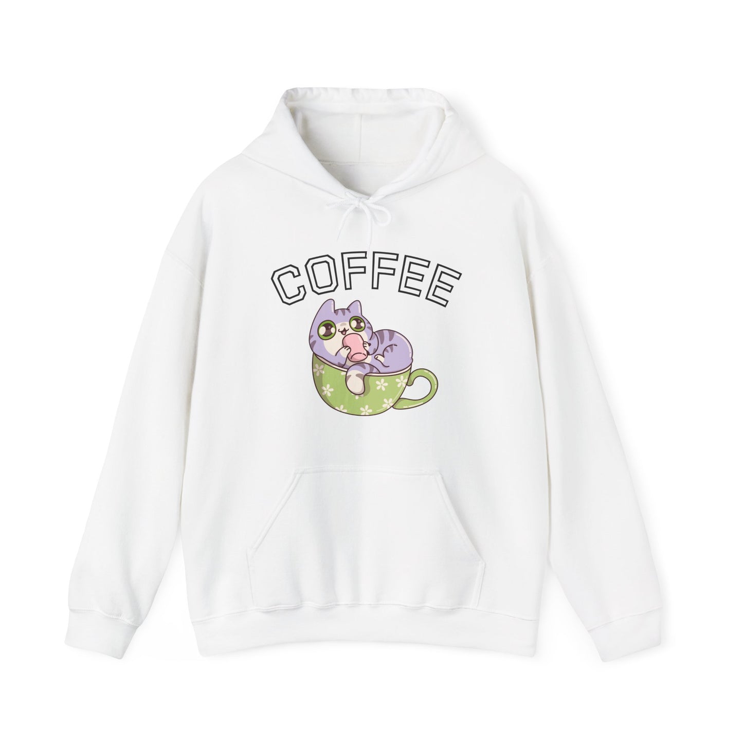 Coffee Cat in a Cup Hoodie – Cute Kitty Coffee Graphic Sweatshirt for Coffee Lovers (USA Only)