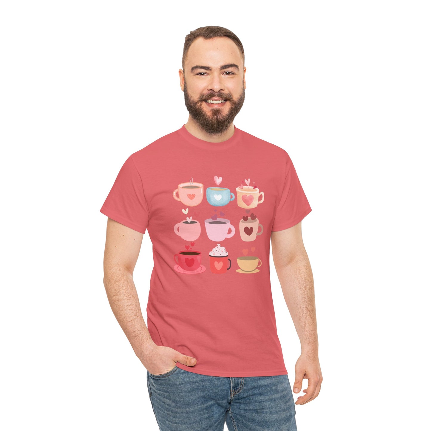 Best Unisex Coffee T-Shirt "Coffee Mugs Hearts"