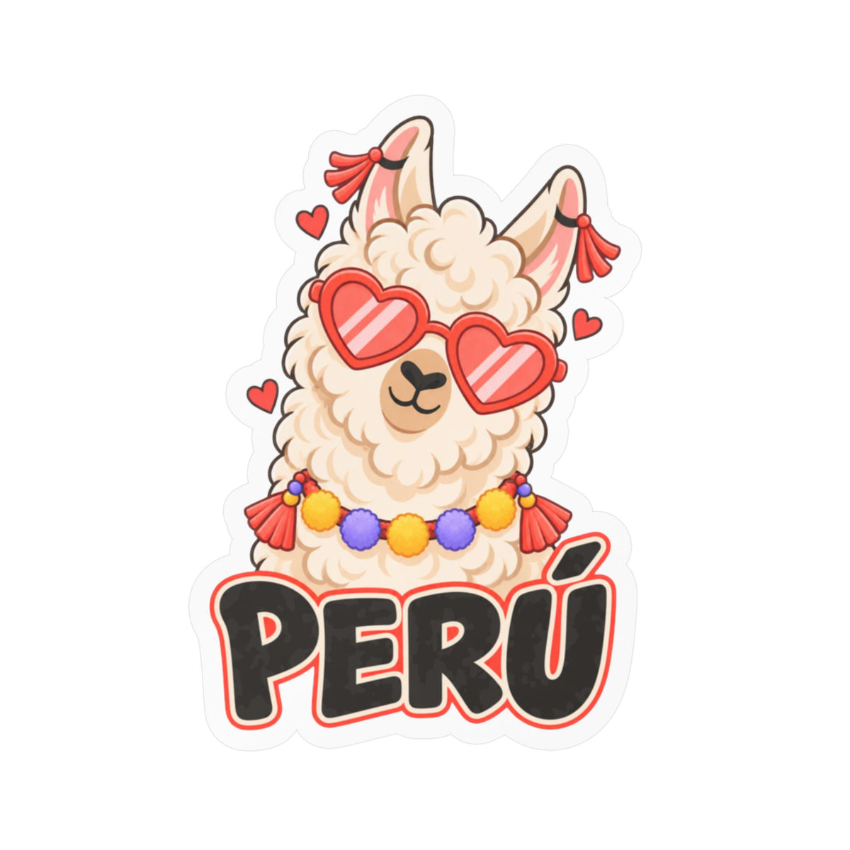Best Cool Llama Peru Sticker - Heart Sunglasses Llama Decal