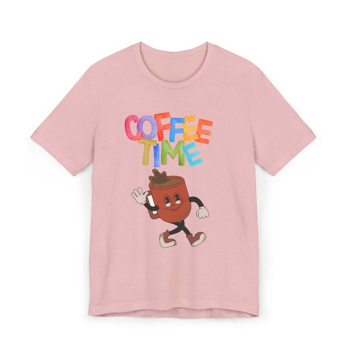 Coffee Time Retro T-Shirt – Fun Cartoon Coffee Cup Graphic Tee for Coffee Lovers (USA Only)