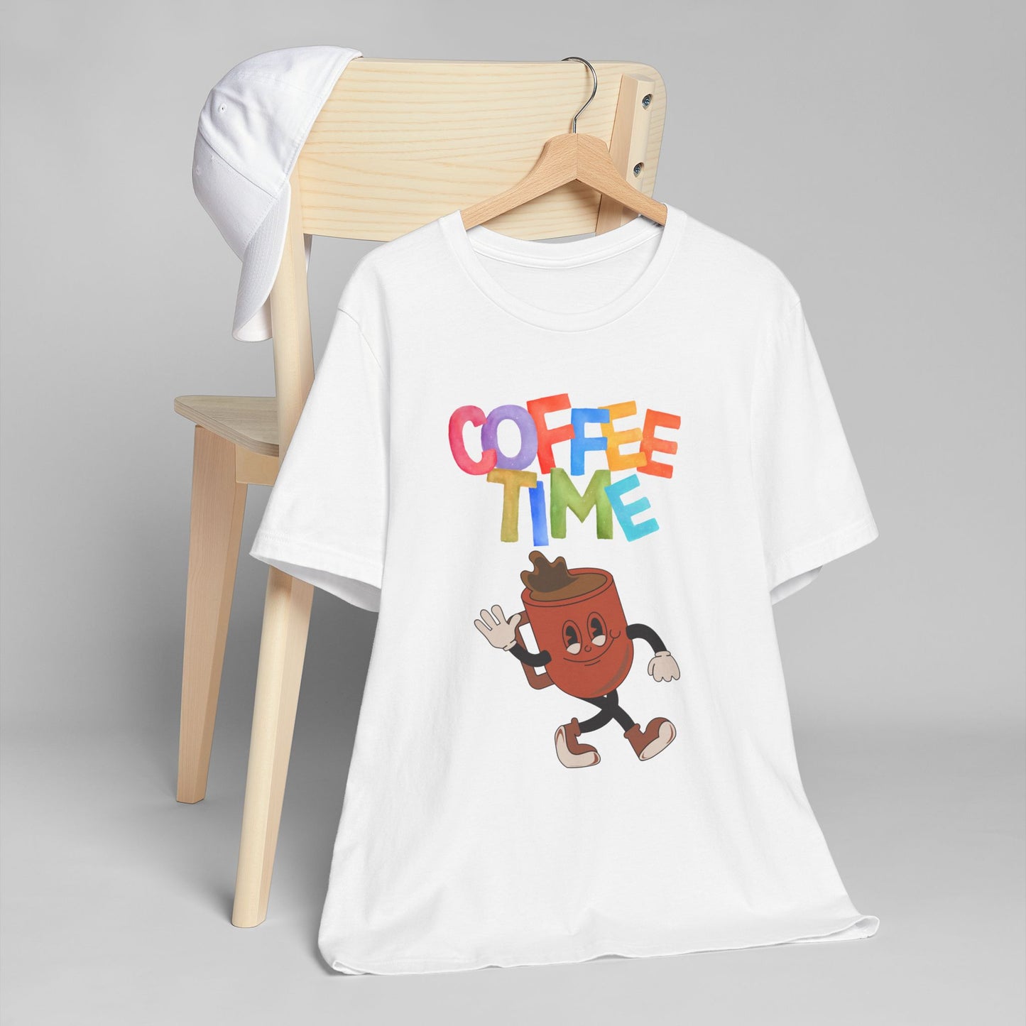Coffee Time Retro T-Shirt – Fun Cartoon Coffee Cup Graphic Tee for Coffee Lovers (USA Only)