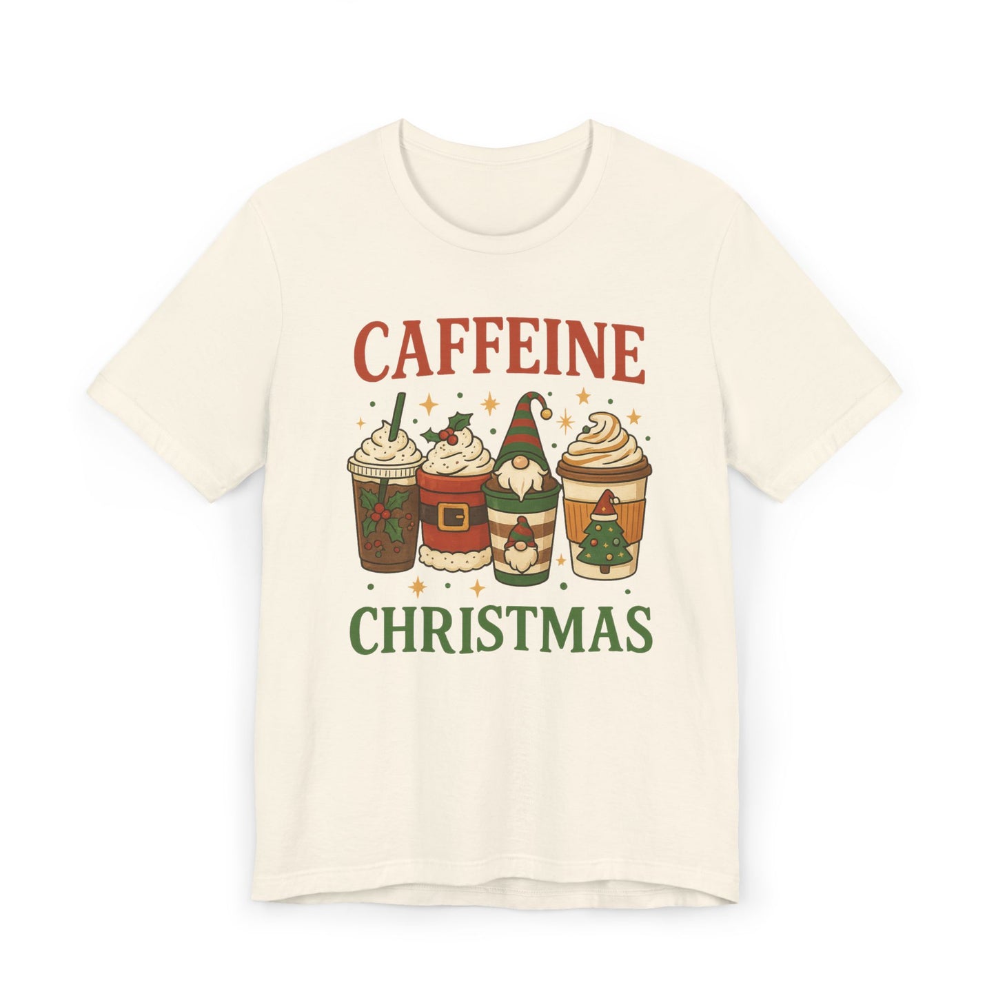 🎄 Caffeine Christmas Unisex T-Shirt USA | Holiday Coffee Tee