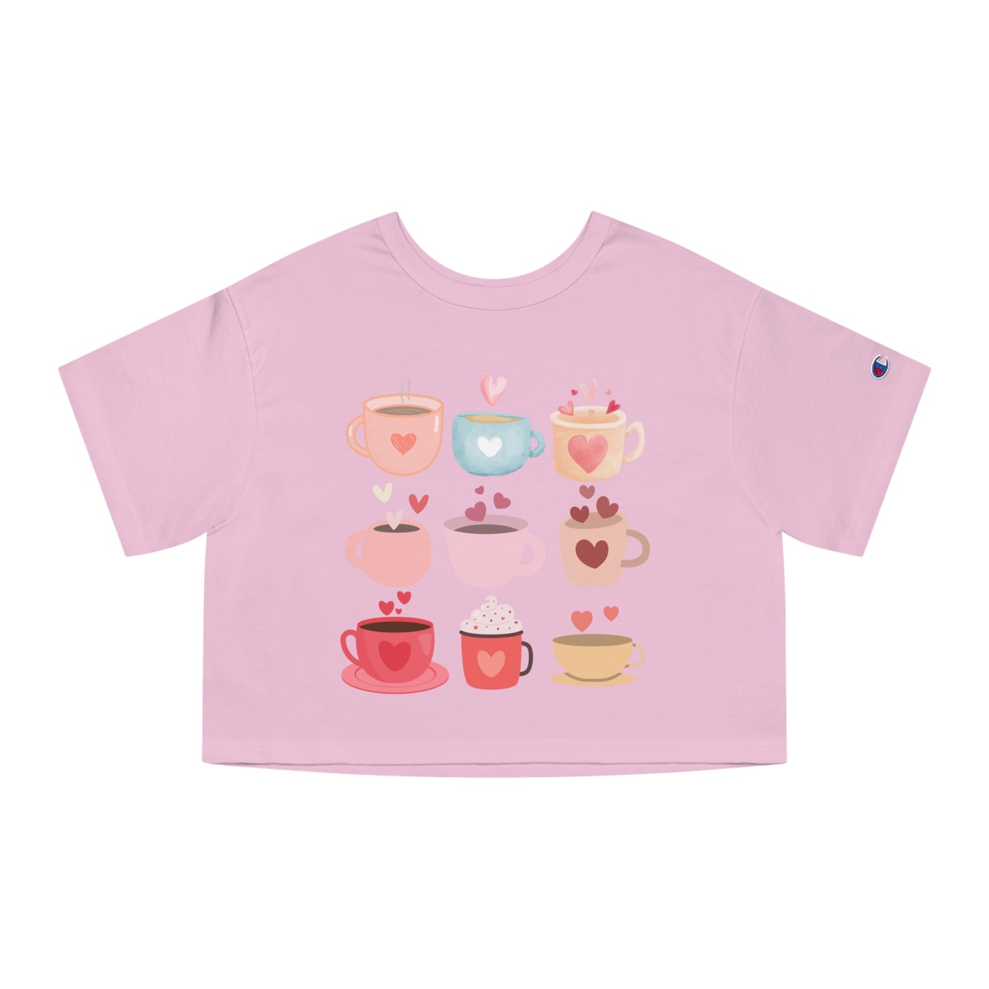 Best Cropped Coffee T-Shirt "Coffee Mugs Hearts"