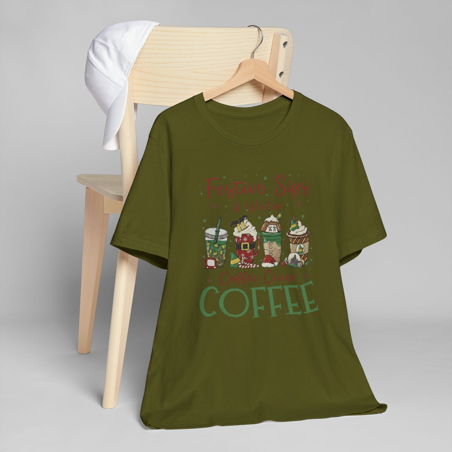 ❄️☕ Festive Sips & Winter Coffee Cheer T-Shirt USA | Holiday Coffee Tee