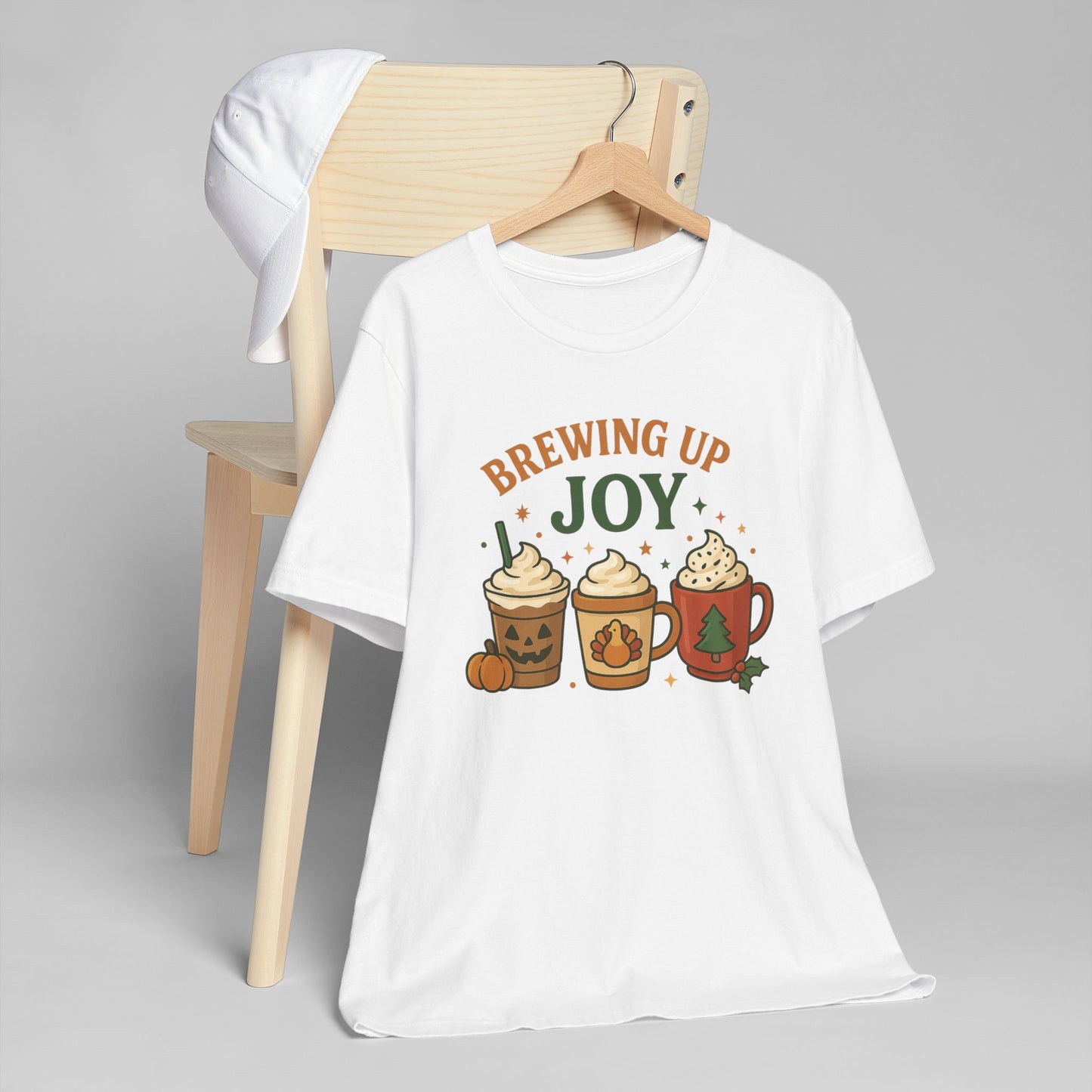 🎃🦃🎄 Brewing Up Joy Unisex T-Shirt USA | Holiday Coffee Tee