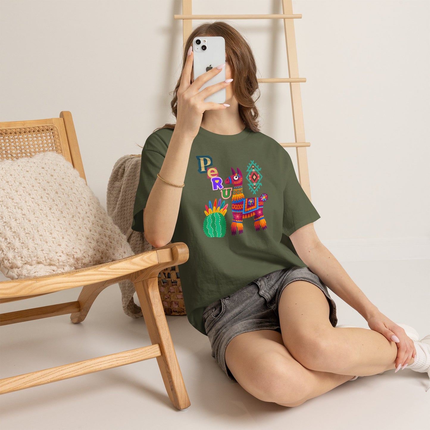 Best Peruvian Llama T-Shirt USA Colorful Peru Pride Unisex Tee