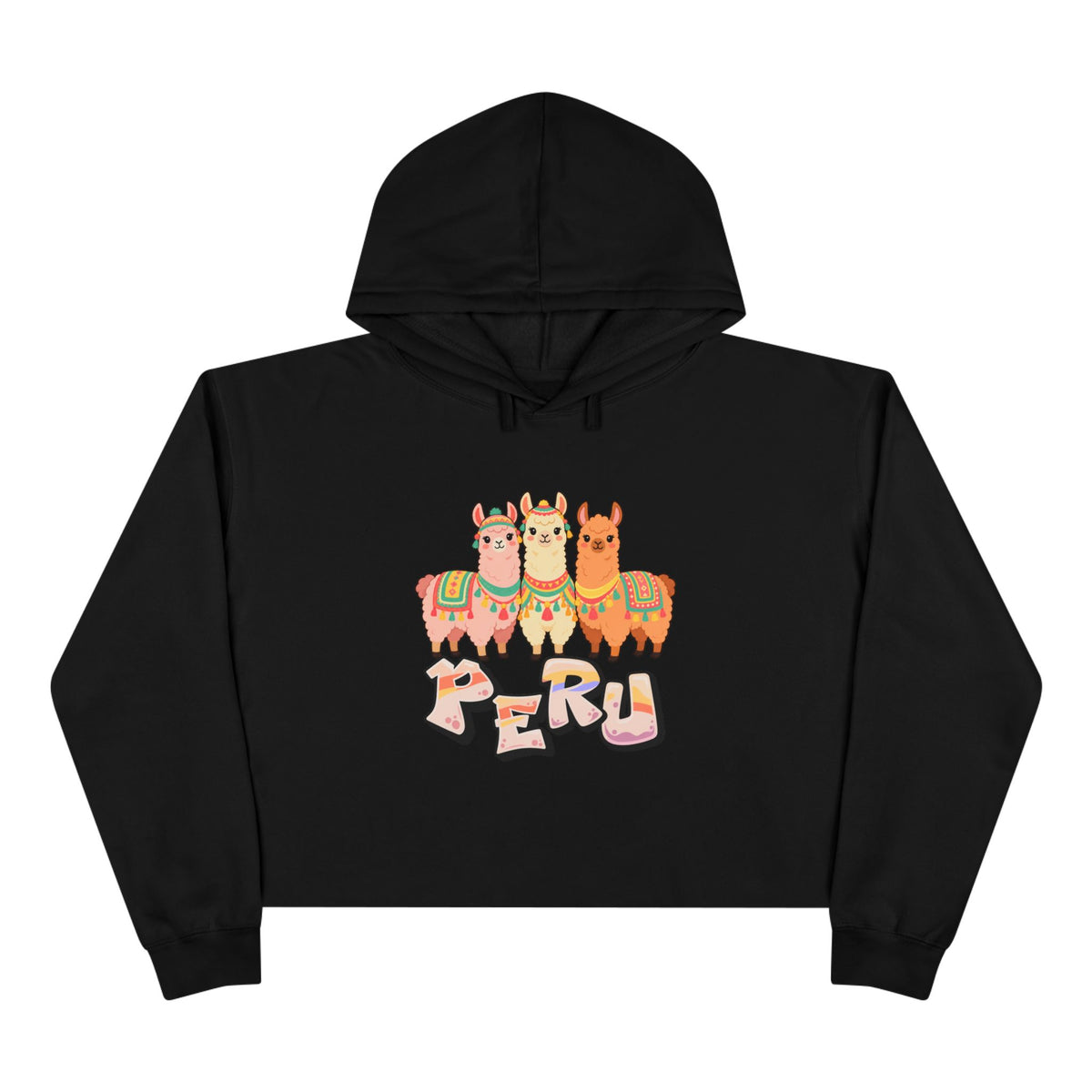 Best Pastel Llama Peru Crop Hoodie - Cute Llama Trio Gift