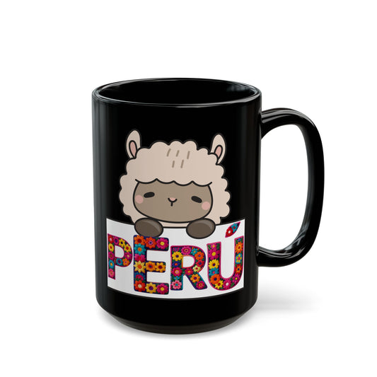 Best Peruvian Black Coffee Mug "Peru Floral Llama"