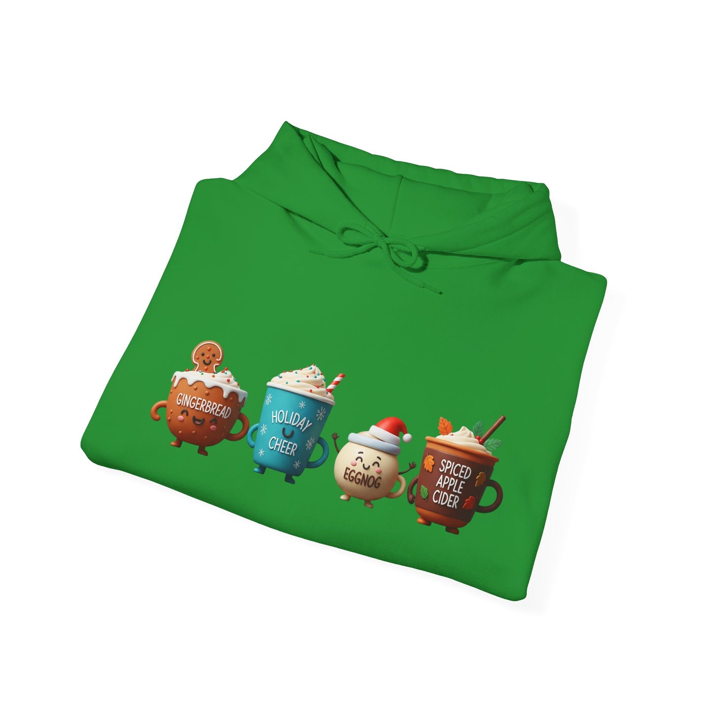 Holiday Drinks Hoodie USA 🎄☕ – Unisex Hoodie with Gingerbread, Eggnog & Cider