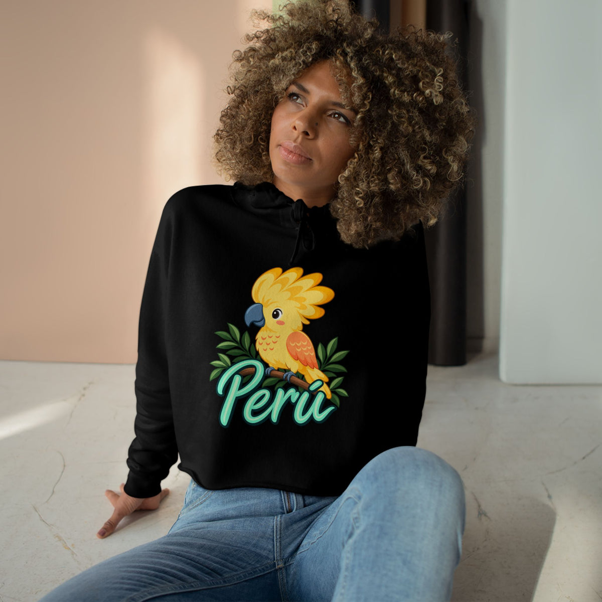 Best Yellow Parrot Peru Crop Hoodie - Cute Bird Gift