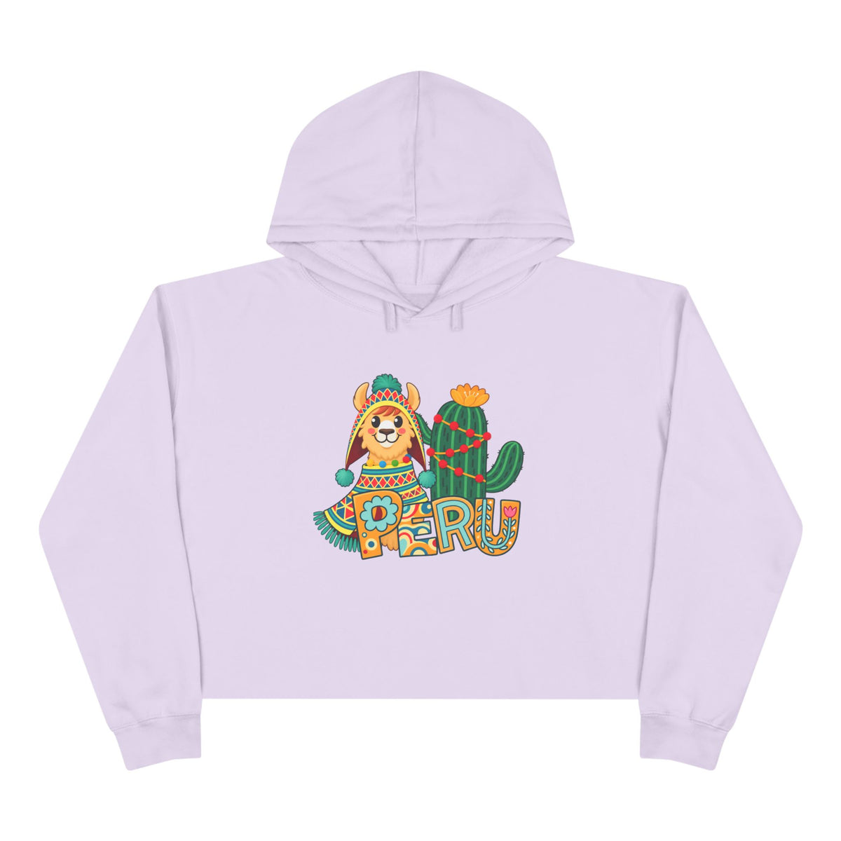 Best Chullo Llama Peru Crop Hoodie - Cute Andean Gift
