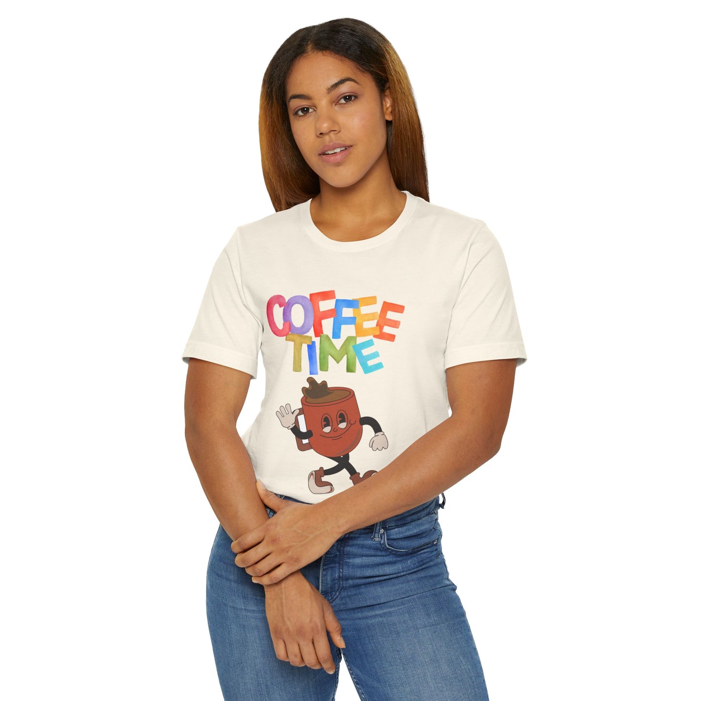 Coffee Time Retro T-Shirt – Fun Cartoon Coffee Cup Graphic Tee for Coffee Lovers (USA Only)