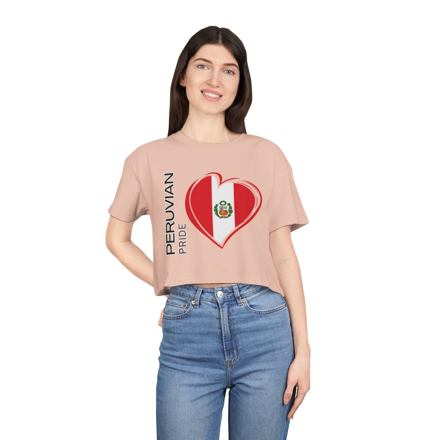 Best Peruvian Pride Crop Top | Peru Flag Heart | Gift USA