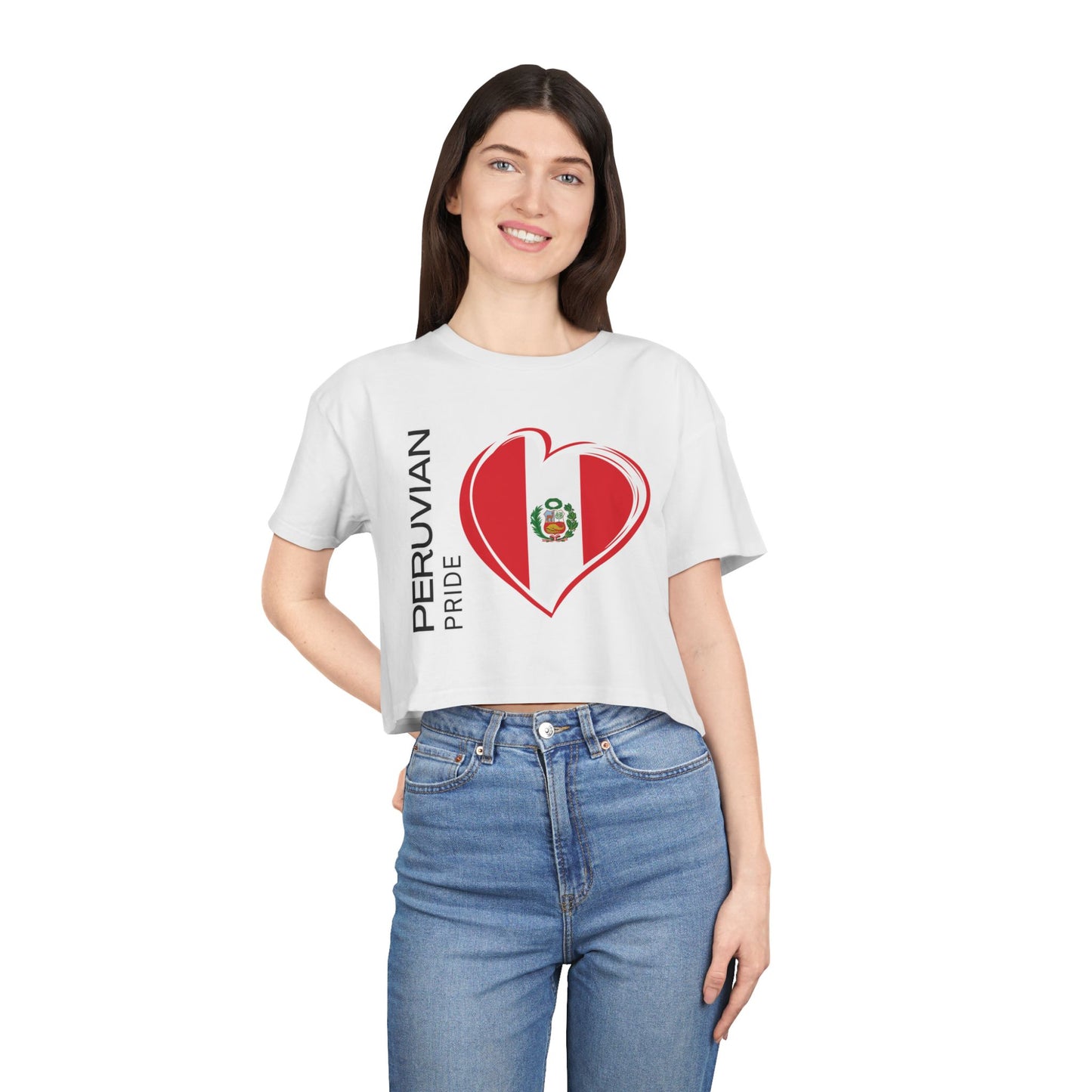Best Peruvian Pride Crop Top | Peru Flag Heart | Gift USA