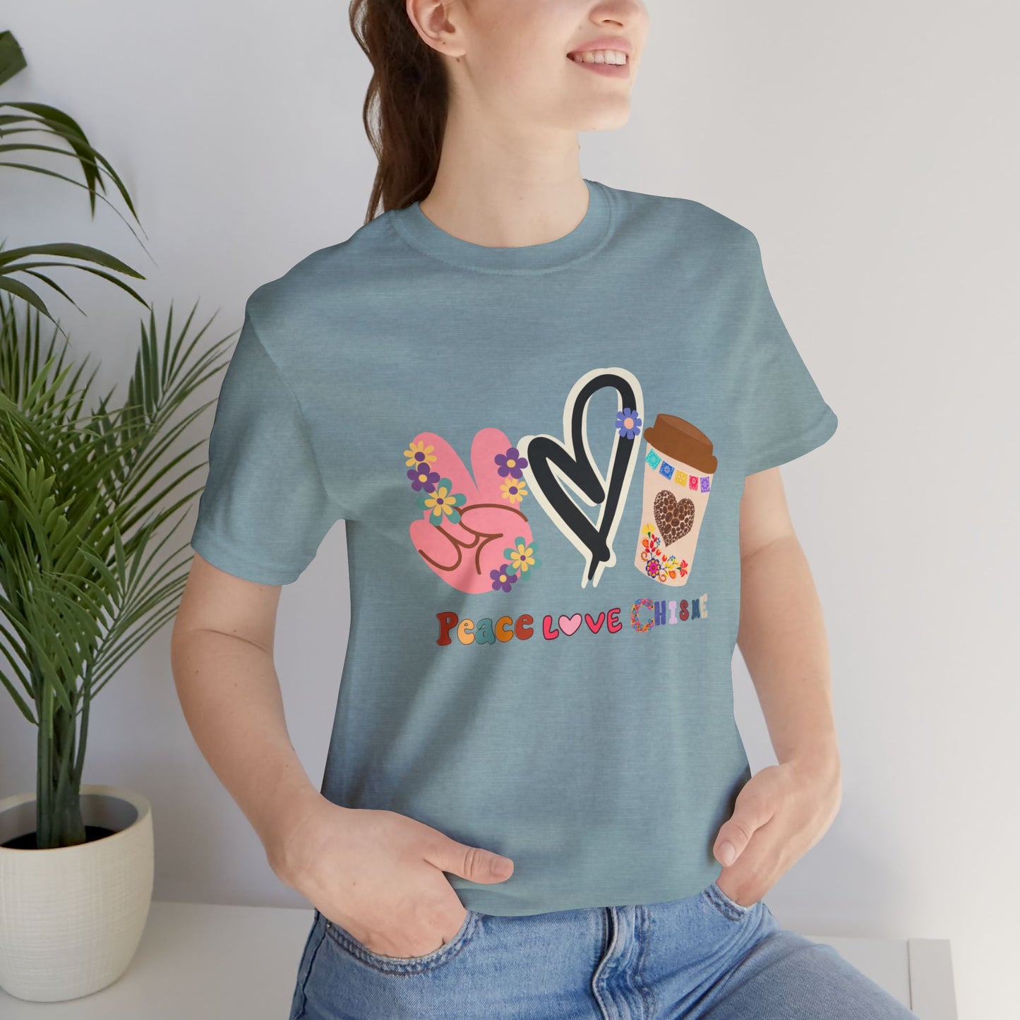 Peace Love Chisme T-Shirt – Fun Coffee Graphic Tee for Everyday Vibes (USA Shipping)