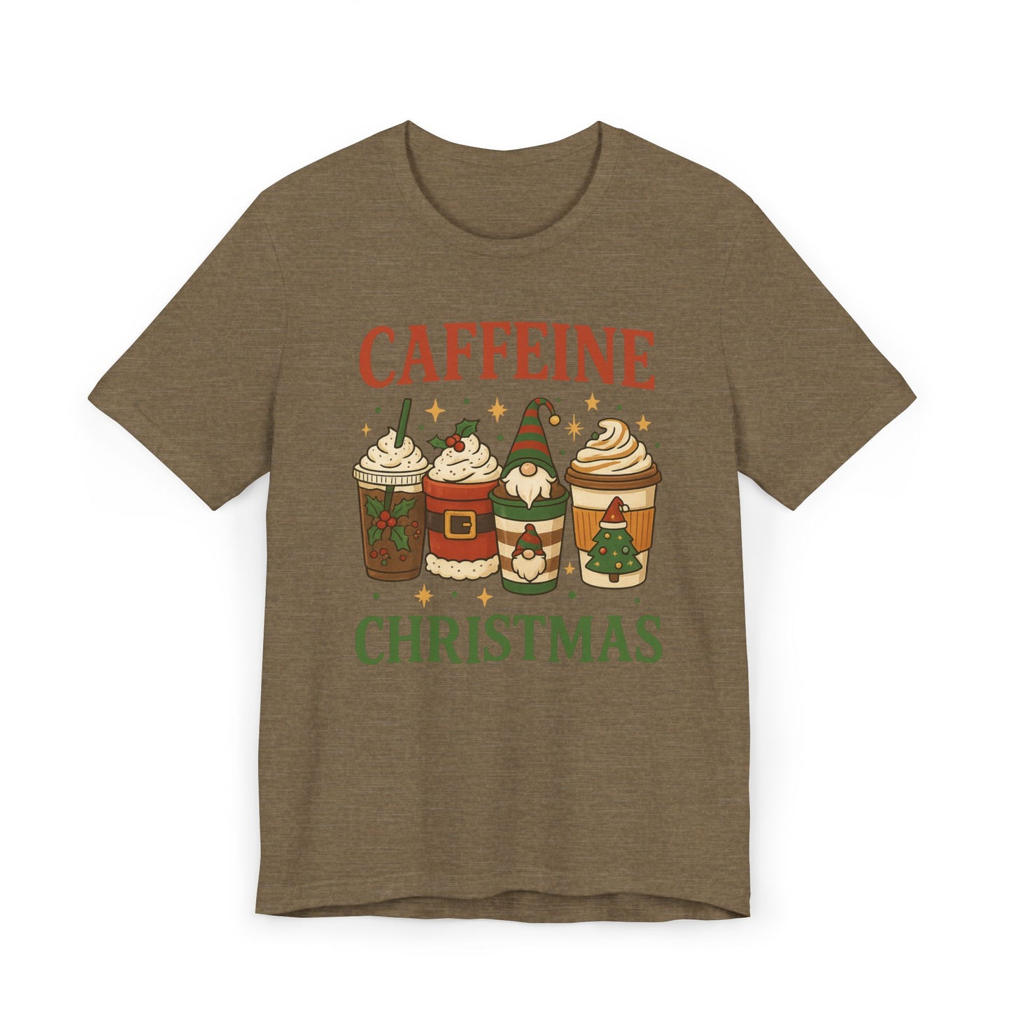 🎄 Caffeine Christmas Unisex T-Shirt USA | Holiday Coffee Tee