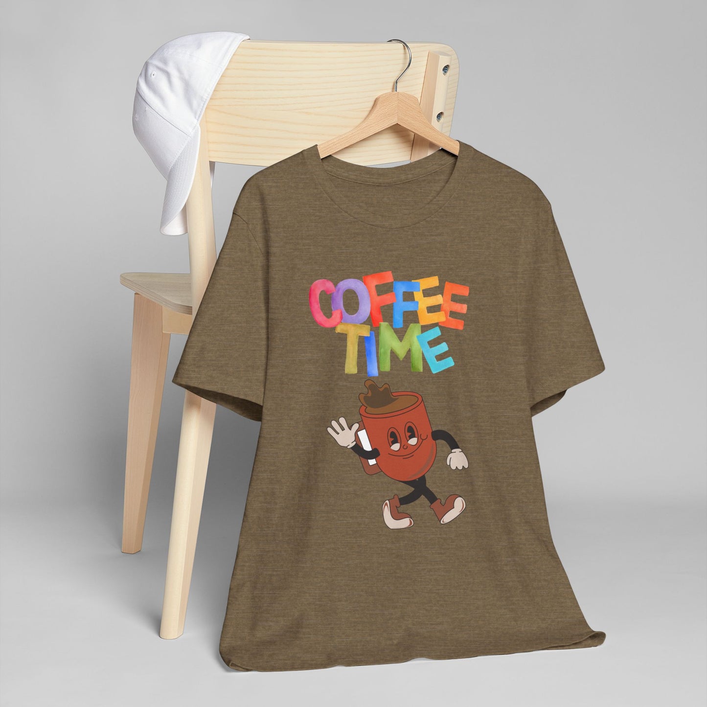 Coffee Time Retro T-Shirt – Fun Cartoon Coffee Cup Graphic Tee for Coffee Lovers (USA Only)