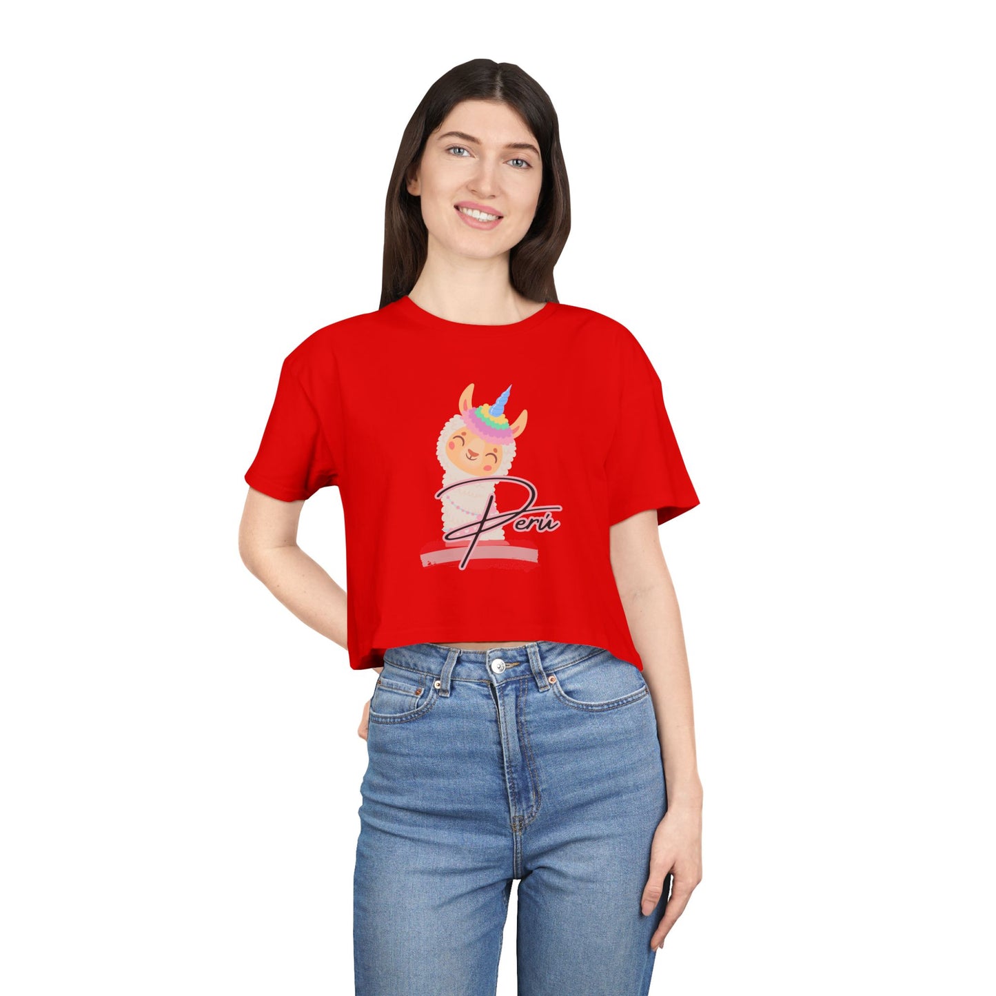 Best Peru Llama Unicorn Crop Top | Peruvian Gift USA