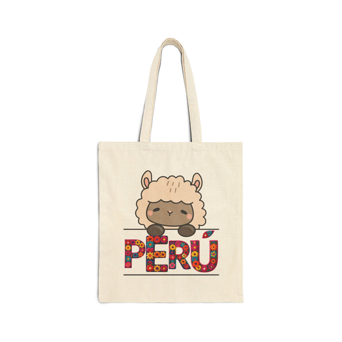 Best Peruvian Canvas Tote Bag "Peru Floral Llama"