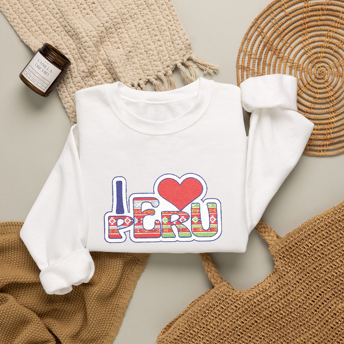 Best I Love Peru Embroidered Sweatshirt USA