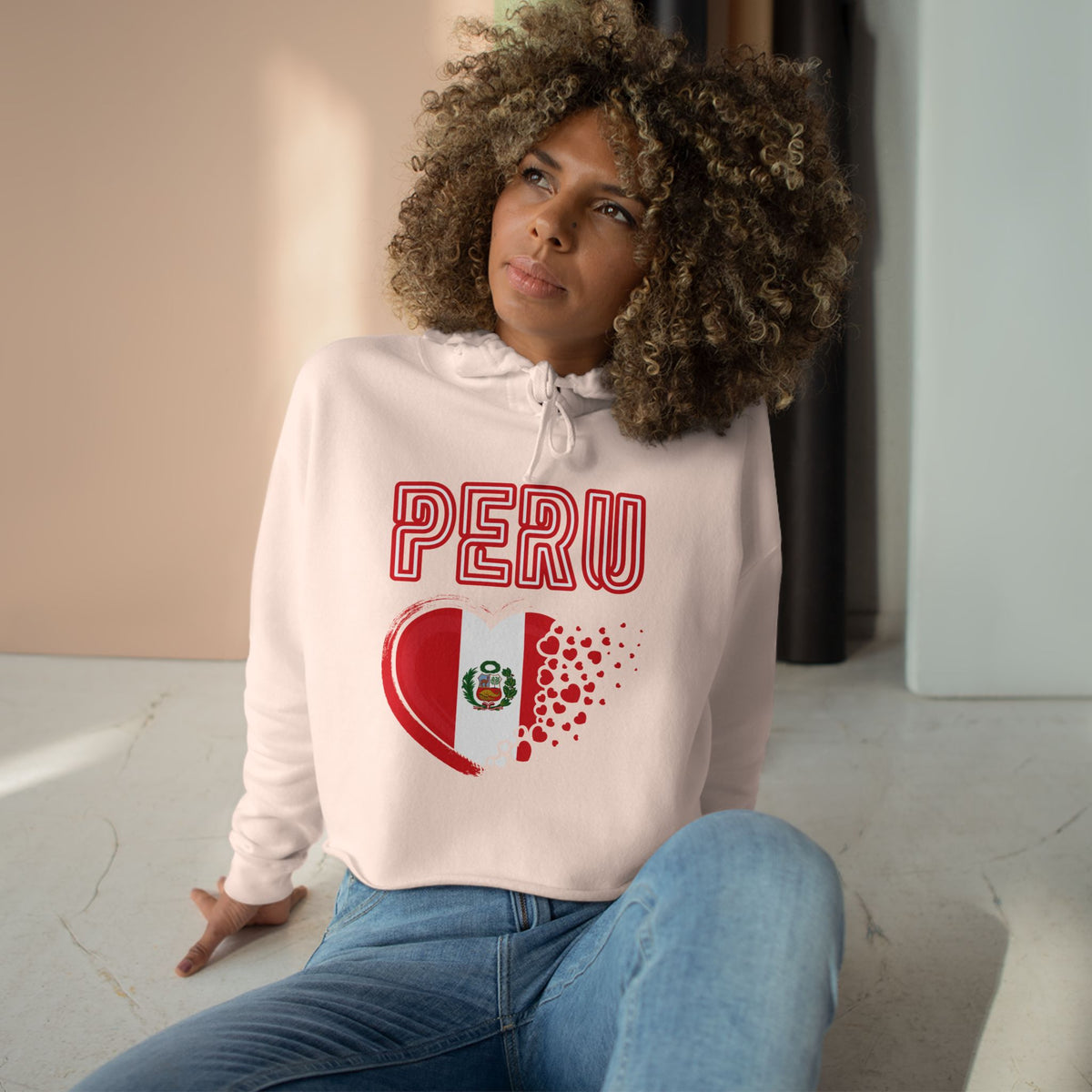 Best Peru Flag Heart Crop Hoodie - Peruvian Love Gift