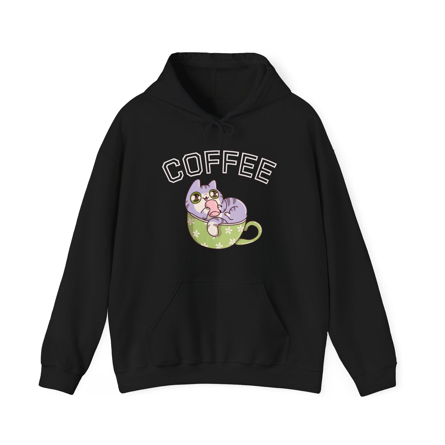 Coffee Cat in a Cup Hoodie – Cute Kitty Coffee Graphic Sweatshirt for Coffee Lovers (USA Only)
