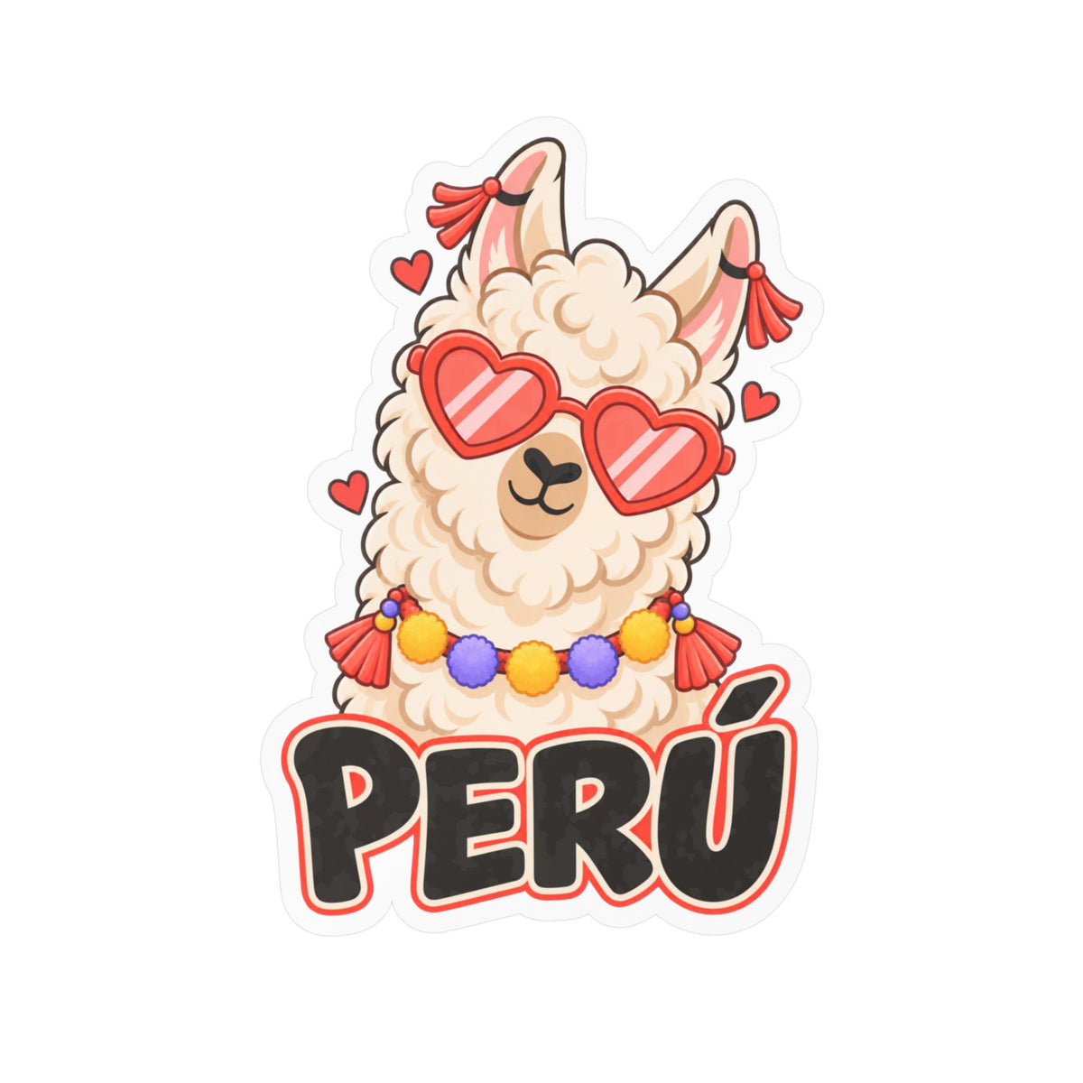 Best Cool Llama Peru Sticker - Heart Sunglasses Llama Decal