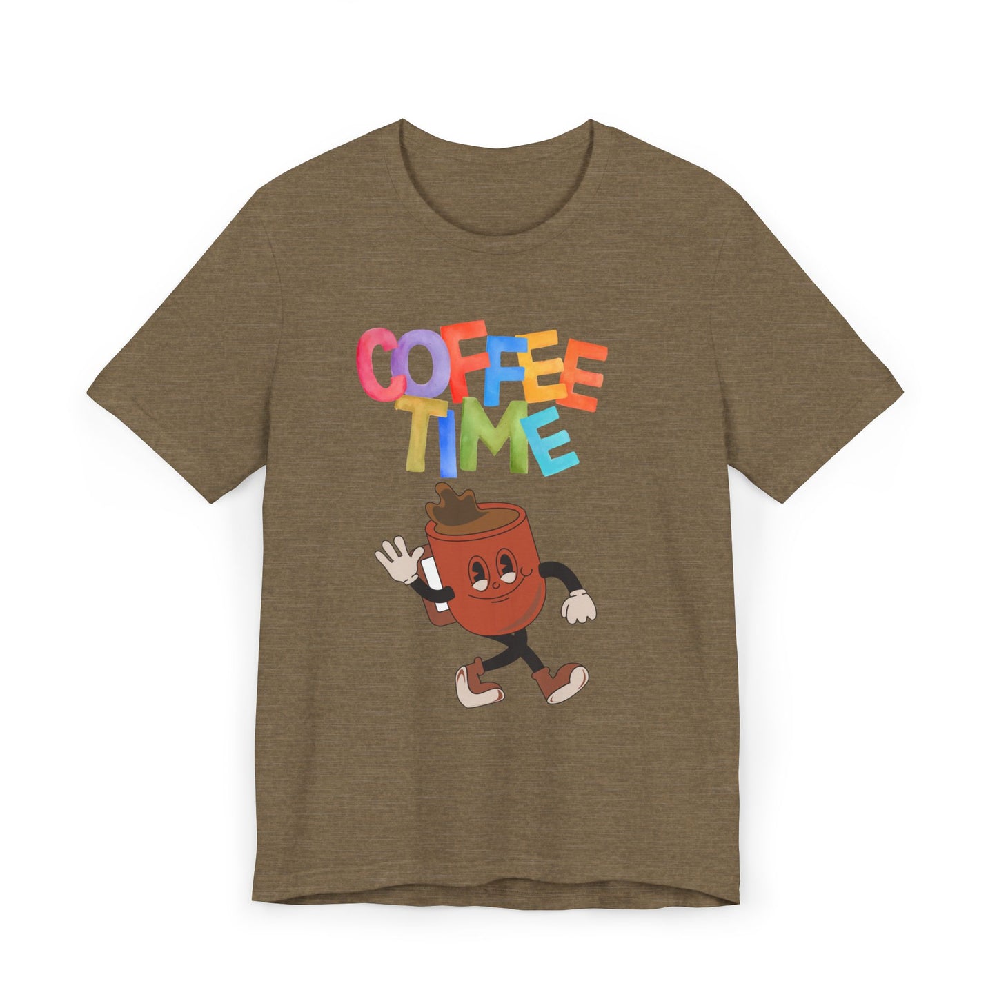 Coffee Time Retro T-Shirt – Fun Cartoon Coffee Cup Graphic Tee for Coffee Lovers (USA Only)