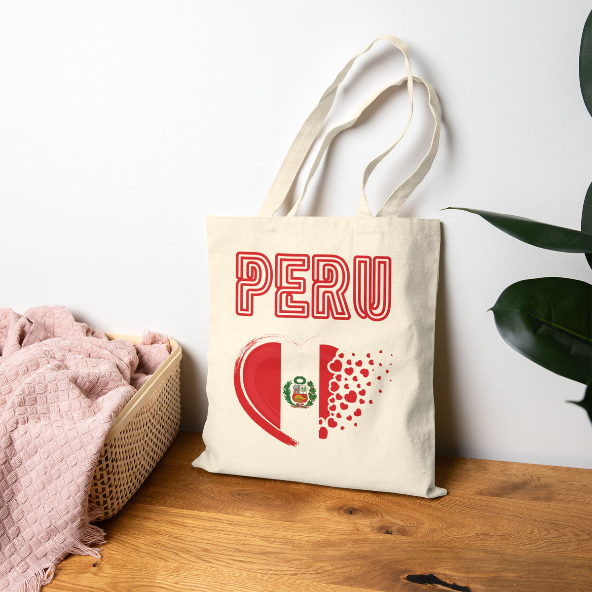 Best Peru Heart Flag Canvas Tote Bag