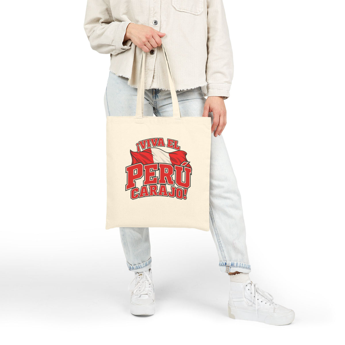 Best Viva el Perú Carajo Tote Bag - Peru Flag Canvas Gift