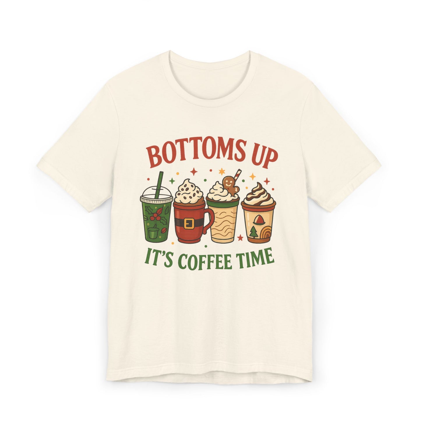 ☕ Bottoms Up It’s Coffee Time Unisex T-Shirt USA | Coffee Lovers Tee