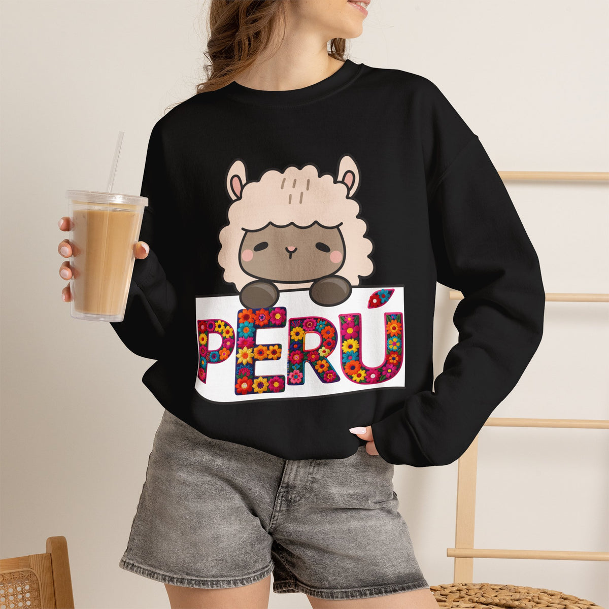 Best Peru Floral Llama Sweatshirt - Crewneck