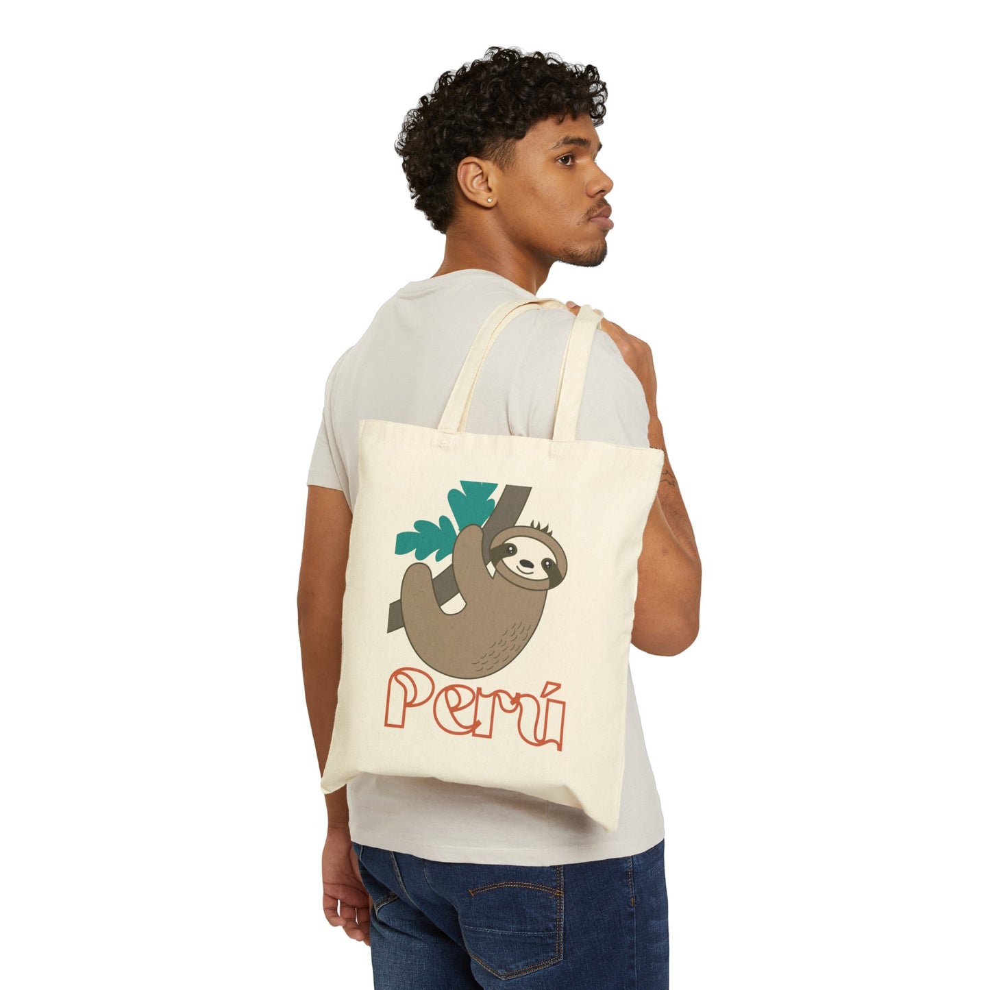 Peruvian Cotton Canvas Tote Bag "Perezozo Peru"