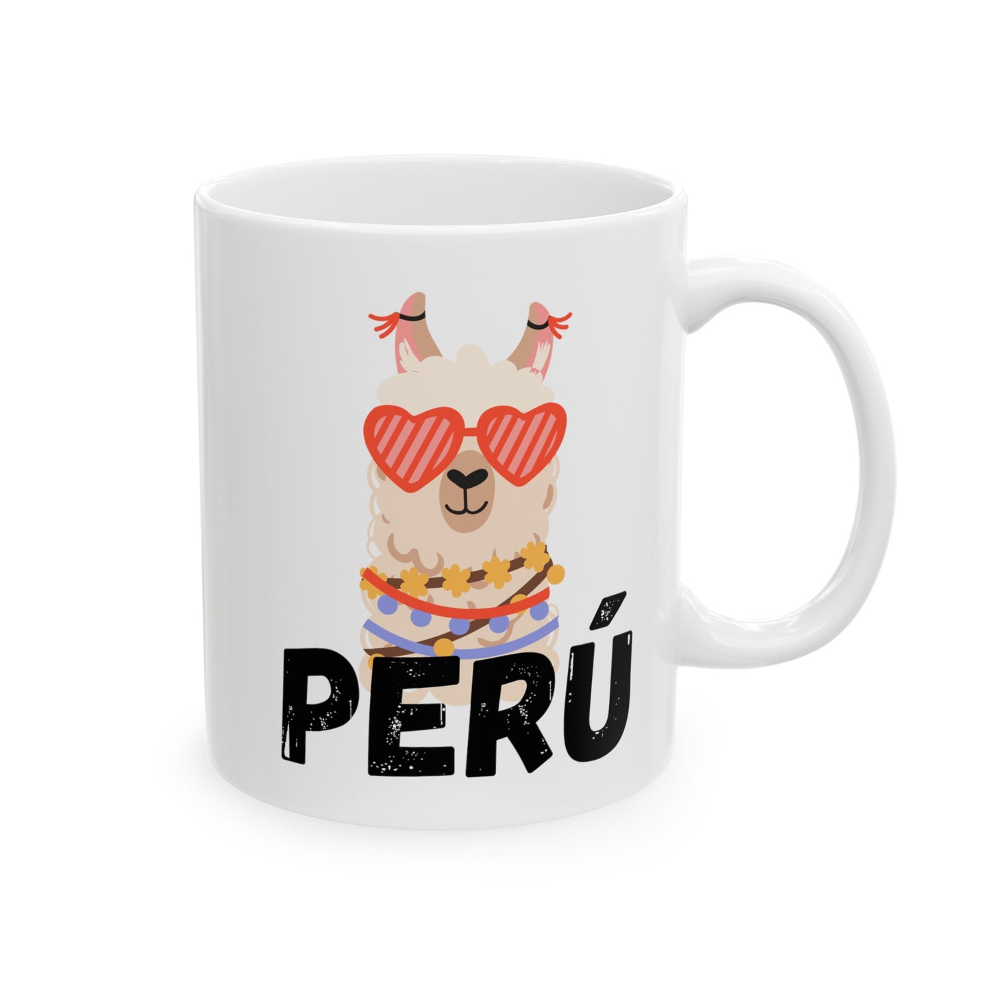 Best Peruvian Ceramic Coffee Mug, (11oz, 15oz) "Llama Heart"