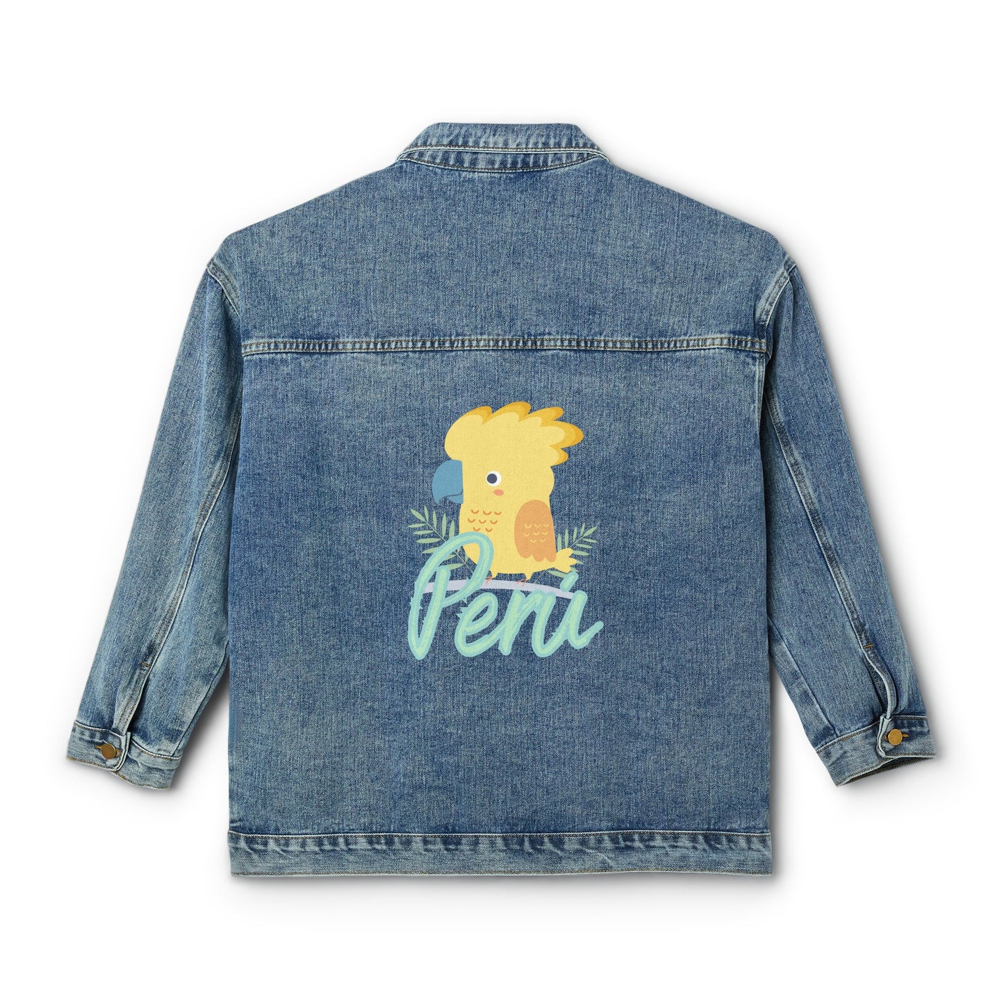 Peruvian Women's Denim Jacket "Gallito de Las Rocas"