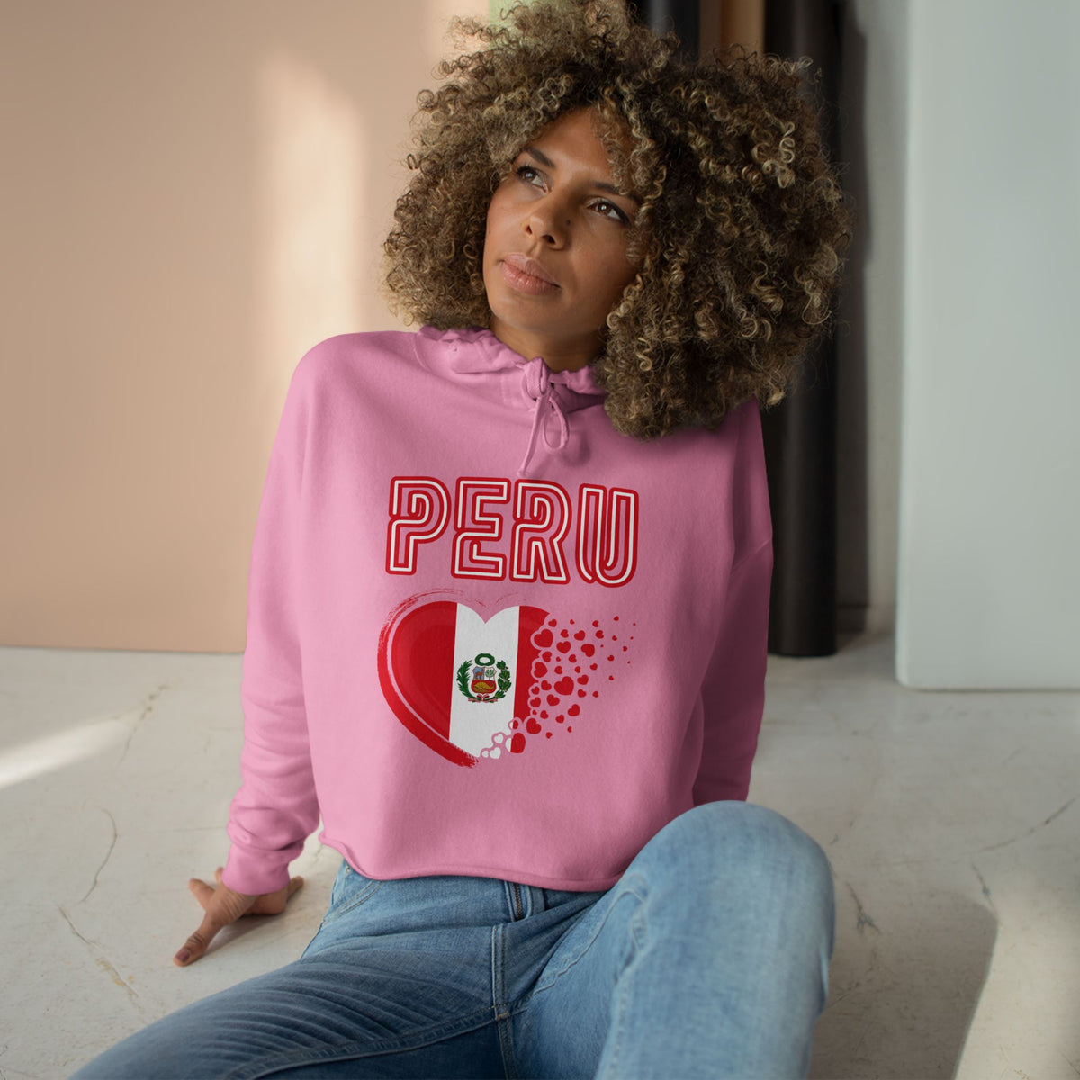 Best Peru Flag Heart Crop Hoodie - Peruvian Love Gift