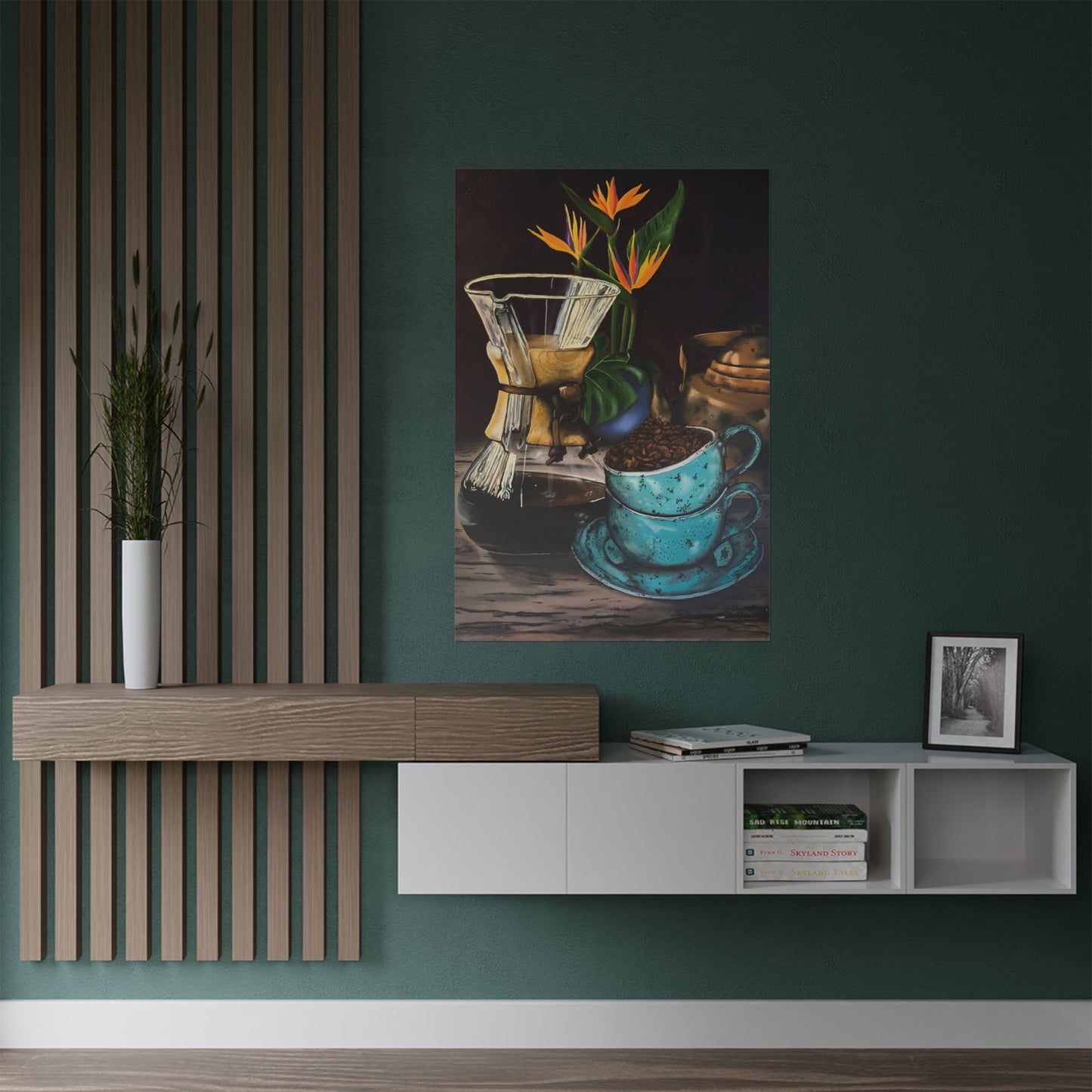 Chemex & Blue Cup — Coffee Art Poster Print