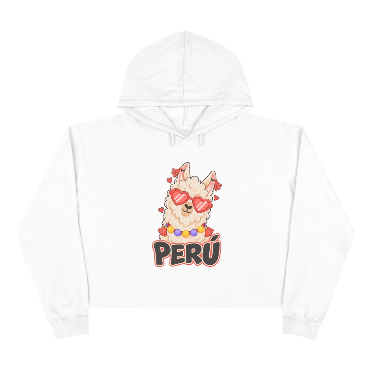 Best Cool Llama Peru Crop Hoodie - Heart Sunglasses Gift