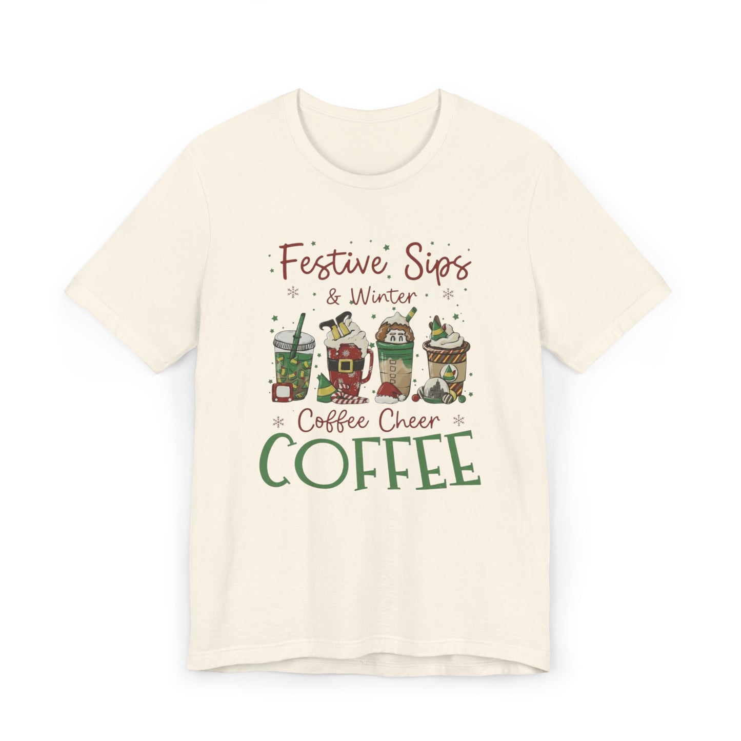 ❄️☕ Festive Sips & Winter Coffee Cheer T-Shirt USA | Holiday Coffee Tee