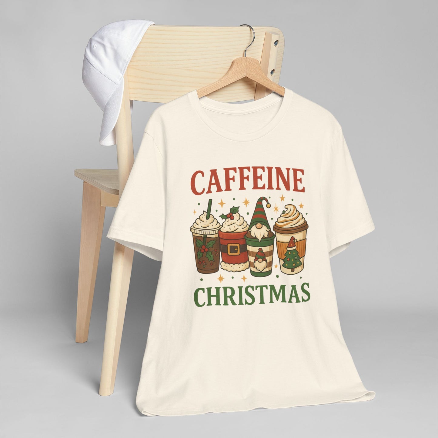 🎄 Caffeine Christmas Unisex T-Shirt USA | Holiday Coffee Tee