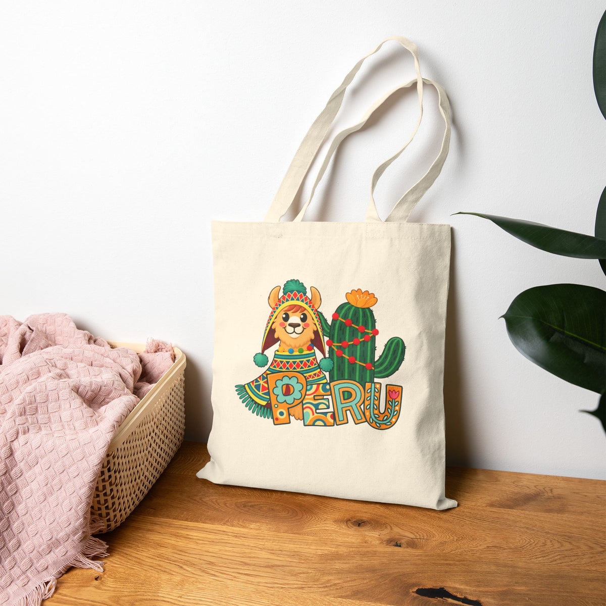 Best Peru Llama Cactus Canvas Tote Bag