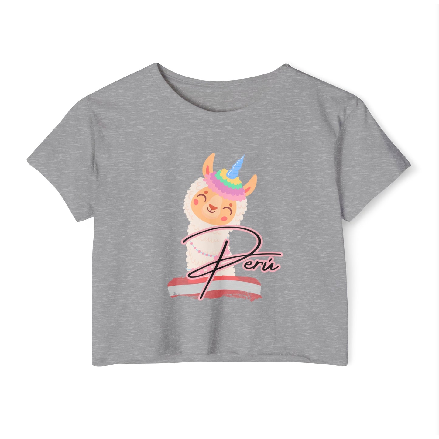 Peruvian Crop Top "Llama Rainbow"