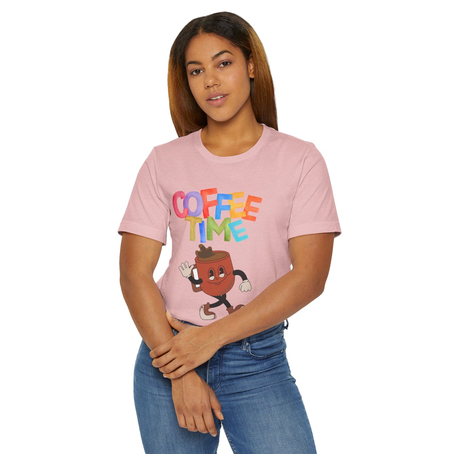 Coffee Time Retro T-Shirt – Fun Cartoon Coffee Cup Graphic Tee for Coffee Lovers (USA Only)