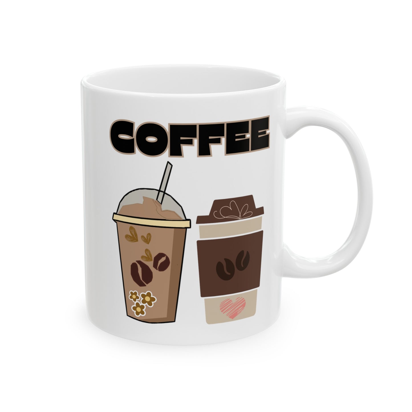 Best Ceramic Coffee Mug, (11oz, 15oz) "COFFEE"