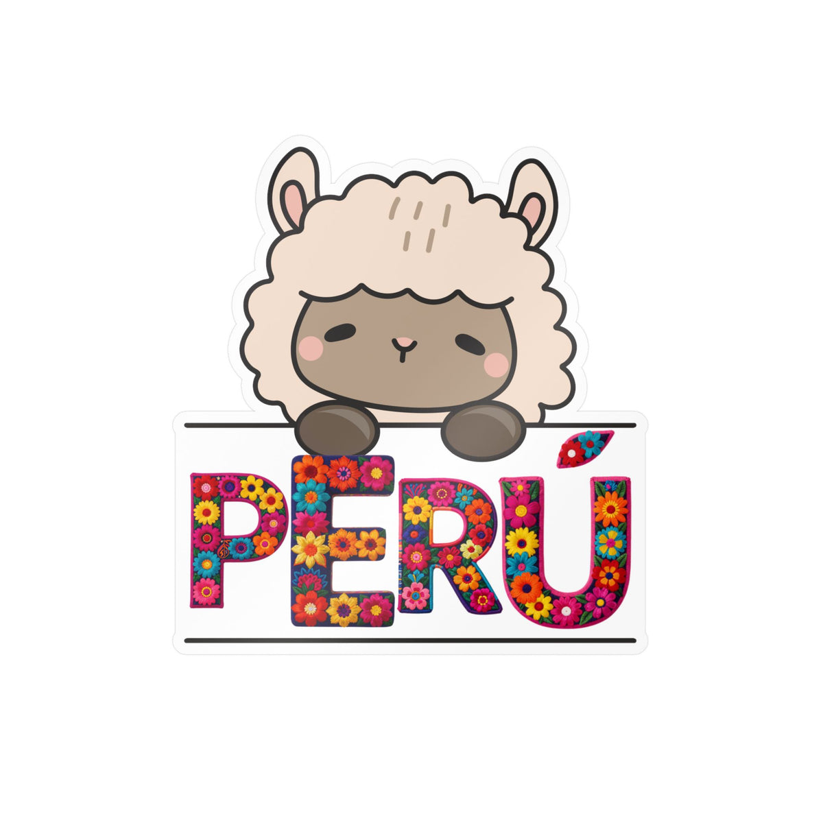 Best Peru Floral Llama Sticker - Vinyl Decal