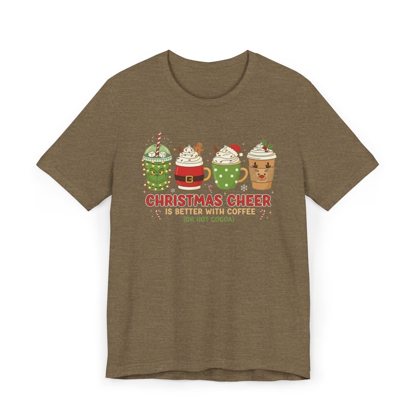 🎄☕ Christmas Cheer Coffee T-Shirt USA | Holiday Coffee & Cocoa Tee