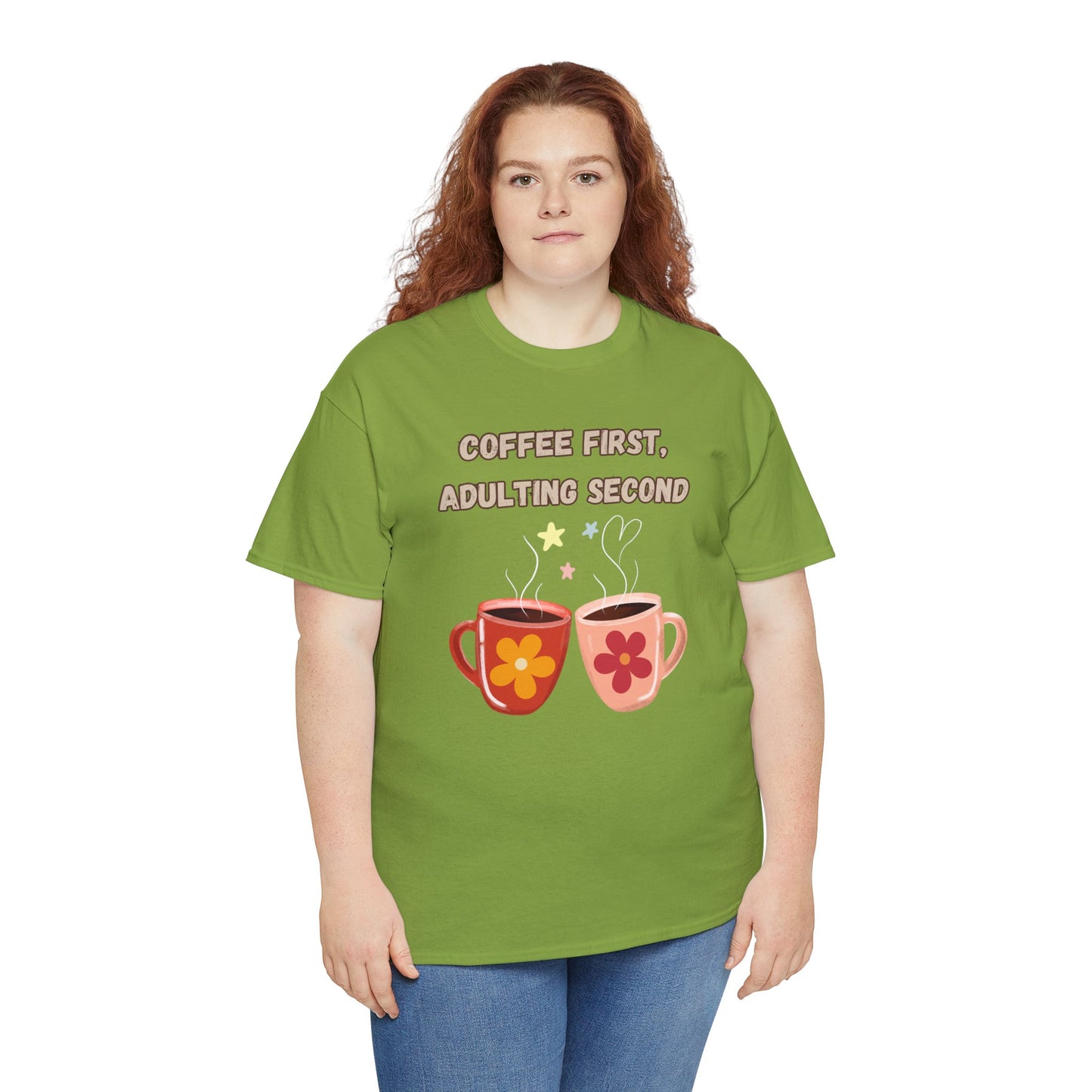 Best Unisex Coffee T-Shirt "Coffee first, adulting second"